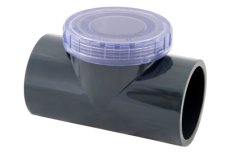 erugslapsklep ''T'' doorzichtig deksel PN10 63 mm