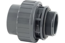 13.3334 druk PVC 10 bar. 3-delige koppeling 63 mm lijmen, 2'' buitendraad