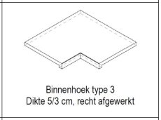 Angkor Dark Type 3. Binnenhoek 60/40 x 60/40 x 5/3 cm