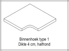 Angkor Dark Type 1. Binnenhoek 60/35 x 60/35 x 4 cm